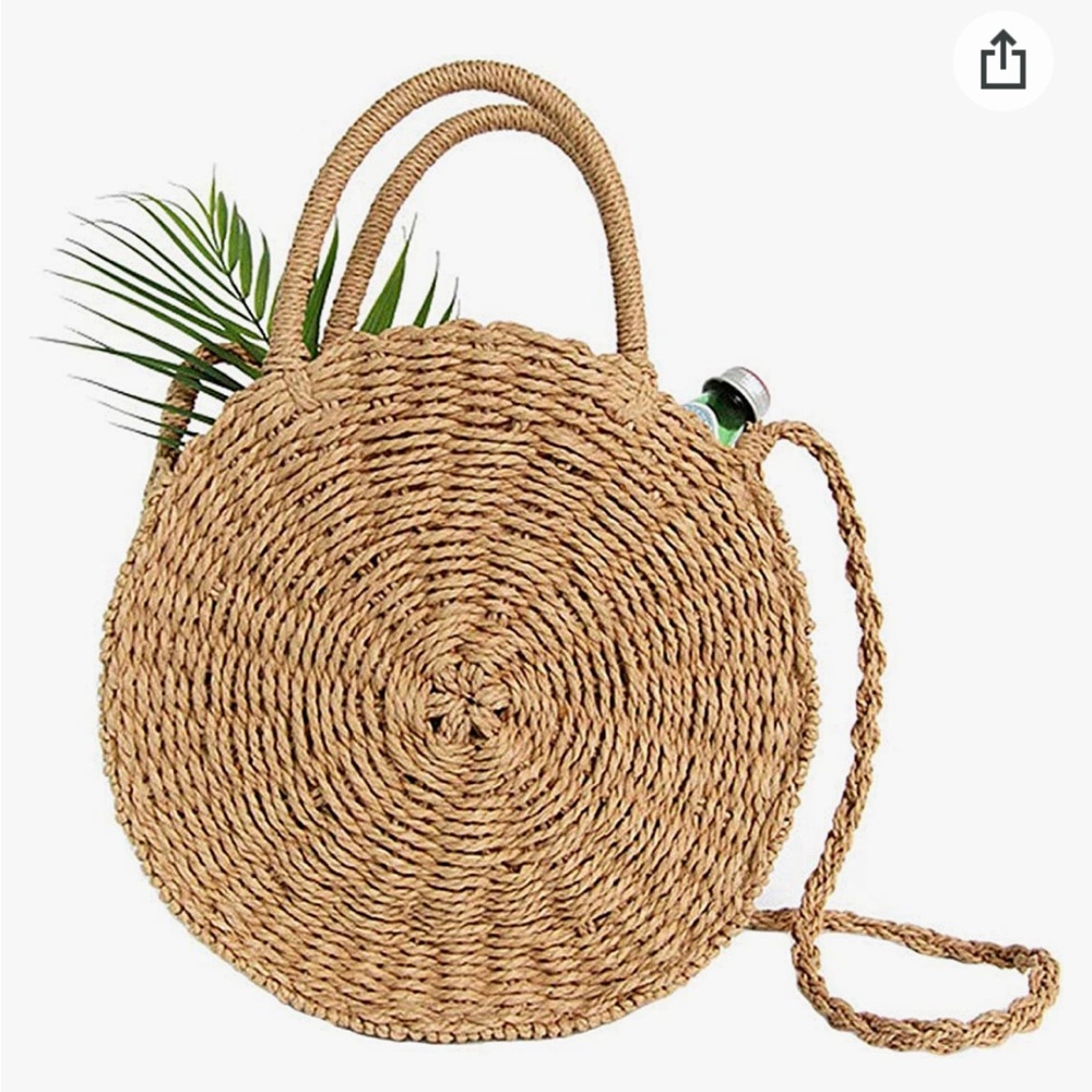 Straw Tan Round Crossbody Bag NWOT